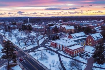 Campus aerial in winter